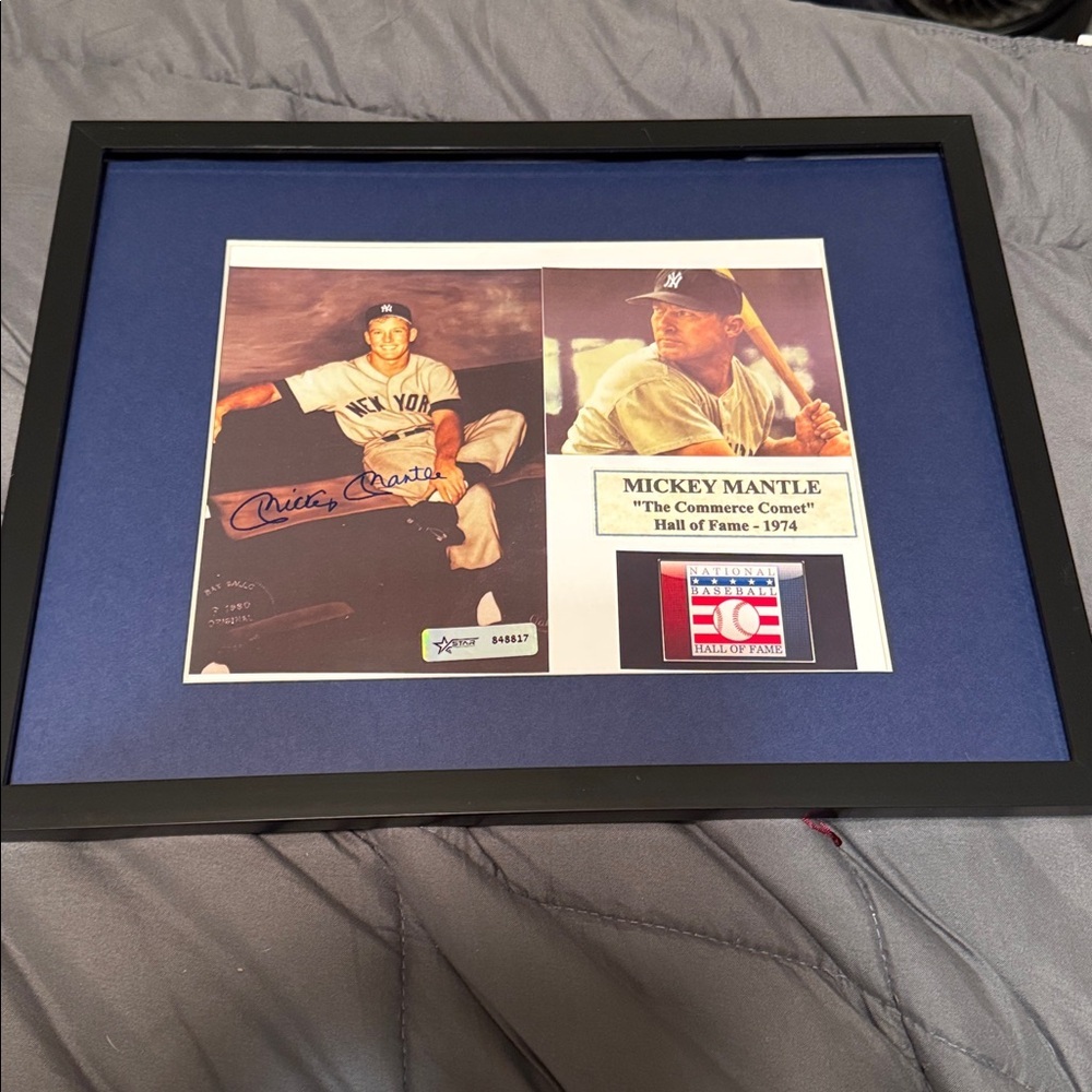 Mickey mantle signed photo matted autographed